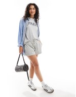 Cotton On oversized t-shirt in grey marl with Paris graphic