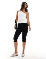 one shoulder knotted back detail top in white