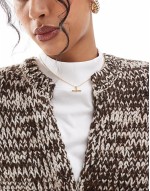 twist yarn knitted waistcoat in chocolate